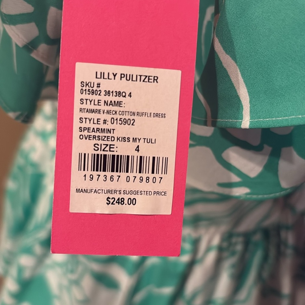 Lilly‎ Pulitzer Rita Marie V-neck Ruffle Spearmint Floral Dress - Picture 10 of 10